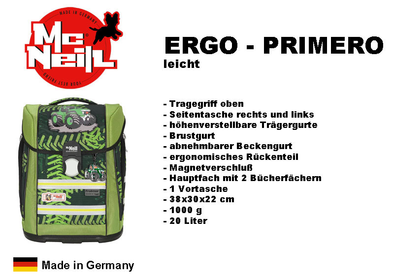 ï»¿ERGO Light Compact, der komfortabelste Mcneill Schulranzen, bietet viel und kompakt(Peri).